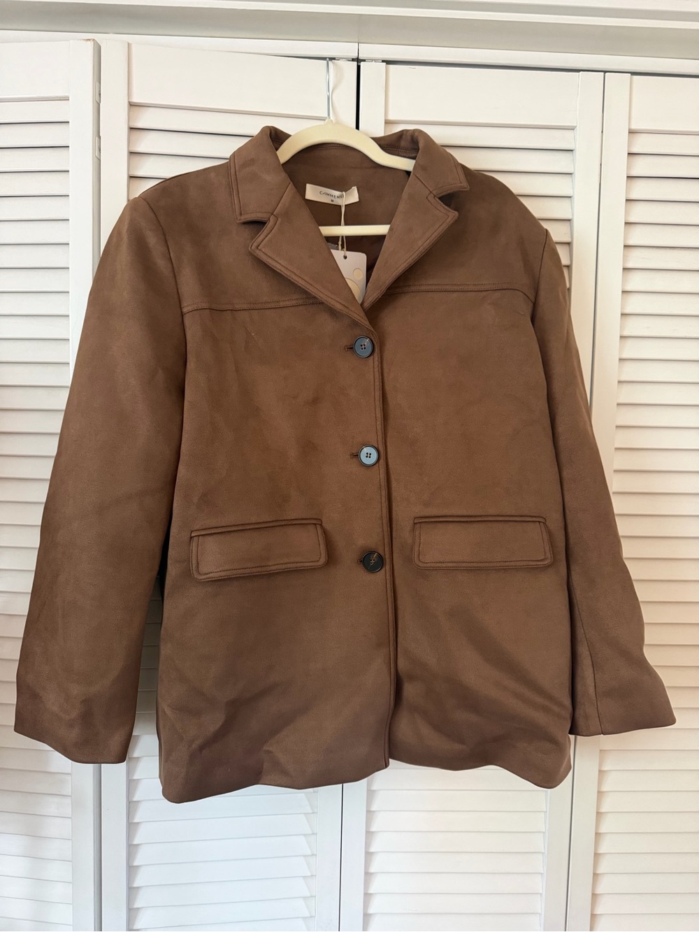 Commense Brown Suede Button Jacket